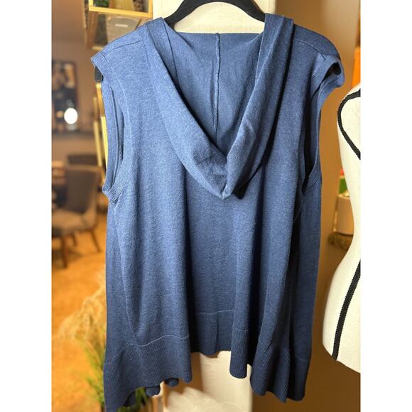 Verve Ami Sleeveless Cardigan Sweater Women's Blue Hoodie Rayon Blend M 6-10 - Picture 5 of 5